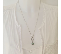 Manihi - Collier Argent rhodié et Perle  de Tahiti d'exception