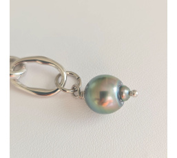 Manihi - Collier Argent rhodié et Perle  de Tahiti d'exception