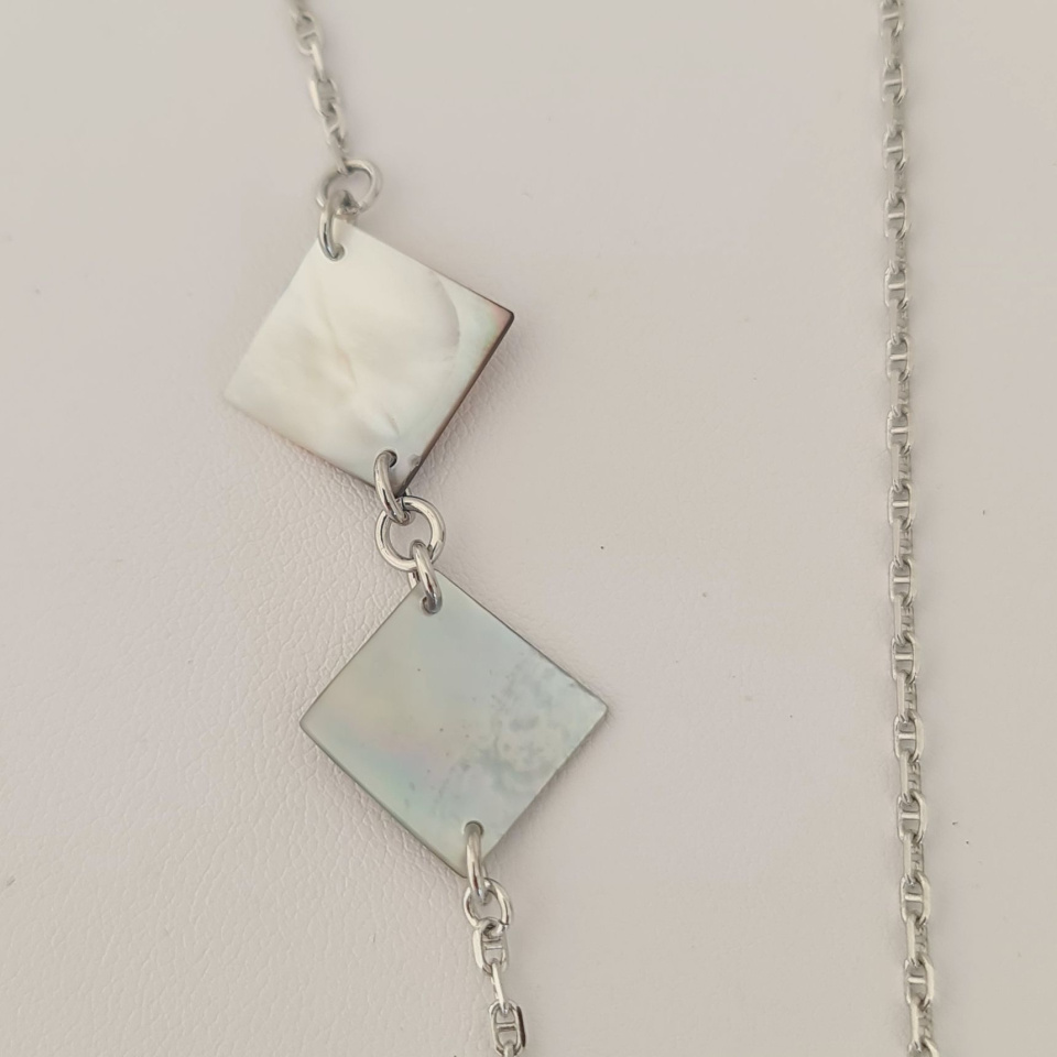 Manihi - Collier Argent rhodié et Perle et Nacres de Tahiti