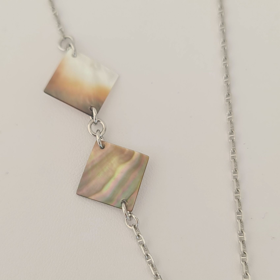 Manihi - Collier Argent rhodié et Perle et Nacres de Tahiti