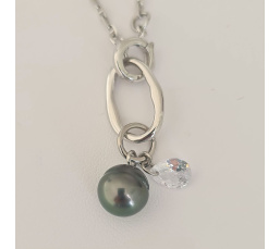Manihi - Collier Argent rhodié et Perle et Nacres de Tahiti