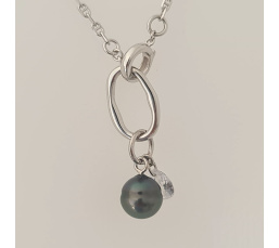 Manihi - Collier Argent rhodié et Perle et Nacres de Tahiti