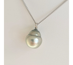 Tahiti - Collier Argent rhodié et Perle de Tahiti d'exception