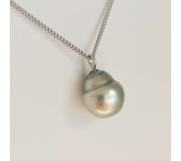 Tahiti - Collier Argent rhodié et Perle de Tahiti d'exception