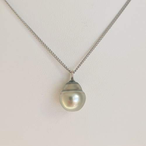 Tahiti - Collier Argent rhodié et Perle de Tahiti d'exception