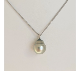 Tahiti - Collier Argent rhodié et Perle de Tahiti d'exception