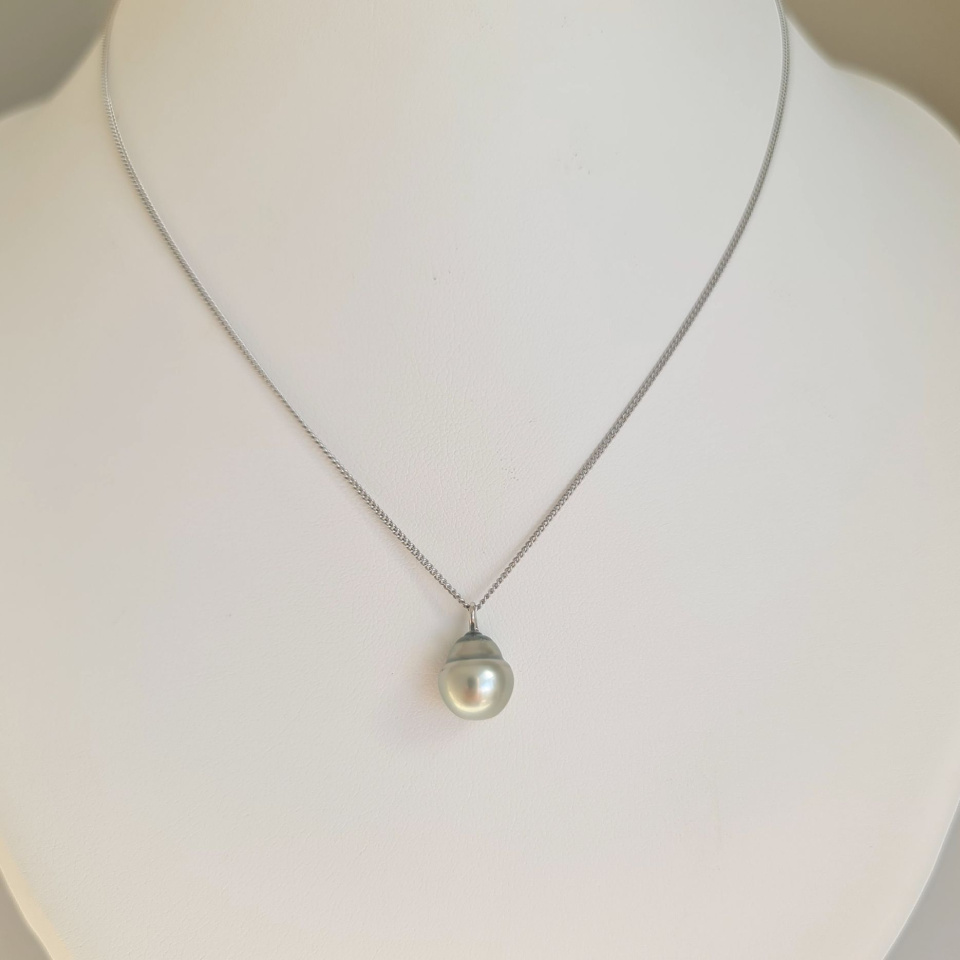 Tahiti - Collier Argent rhodié et Perle de Tahiti d'exception