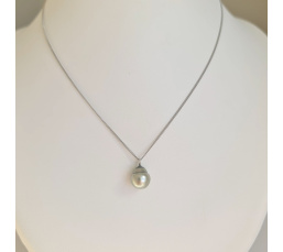 Tahiti - Collier Argent rhodié et Perle de Tahiti d'exception
