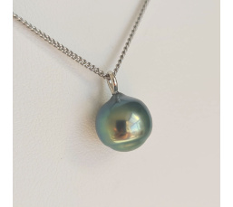 Tahiti - Collier Argent rhodié et Perle de Tahiti d'exception