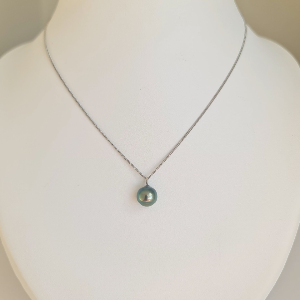 Tahiti - Collier Argent rhodié et Perle de Tahiti d'exception