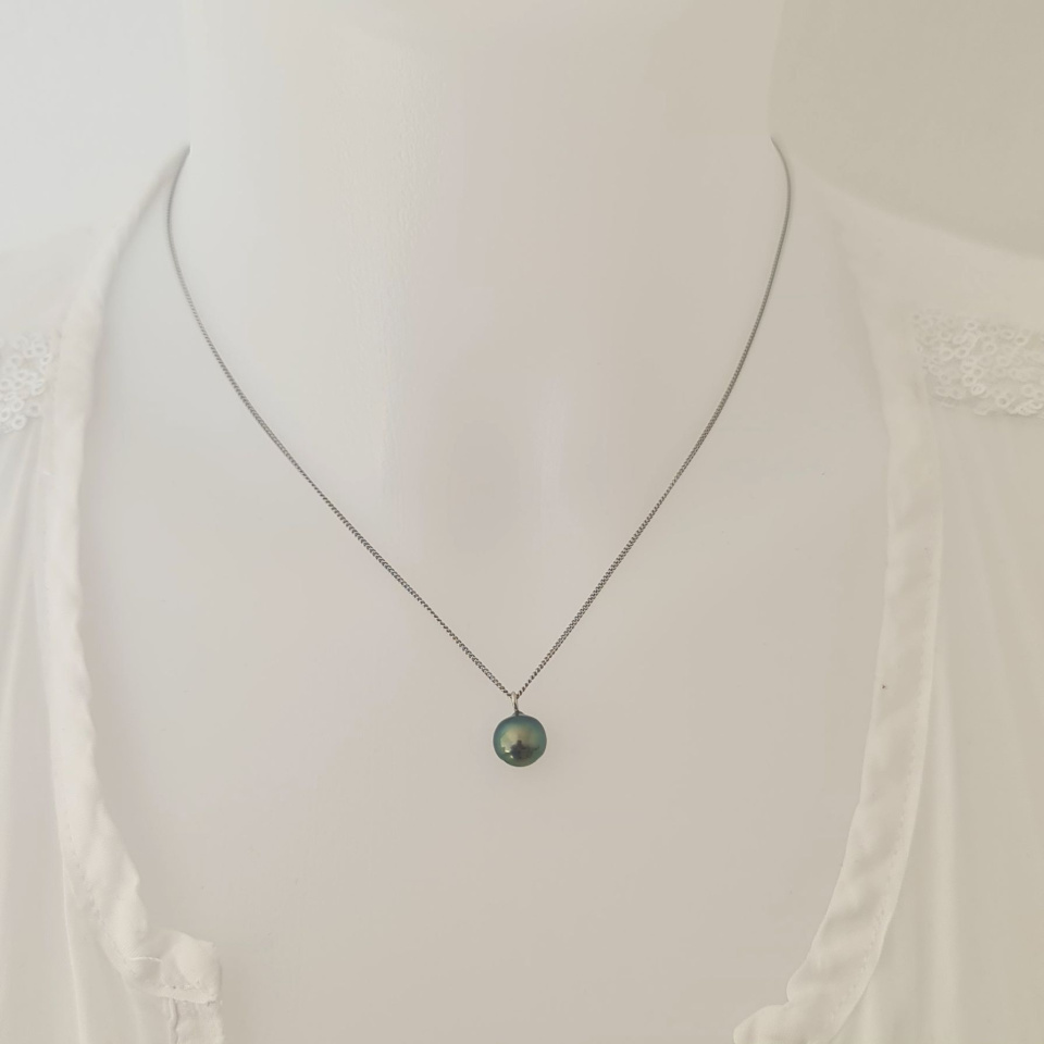 Tahiti - Collier Argent rhodié et Perle de Tahiti d'exception