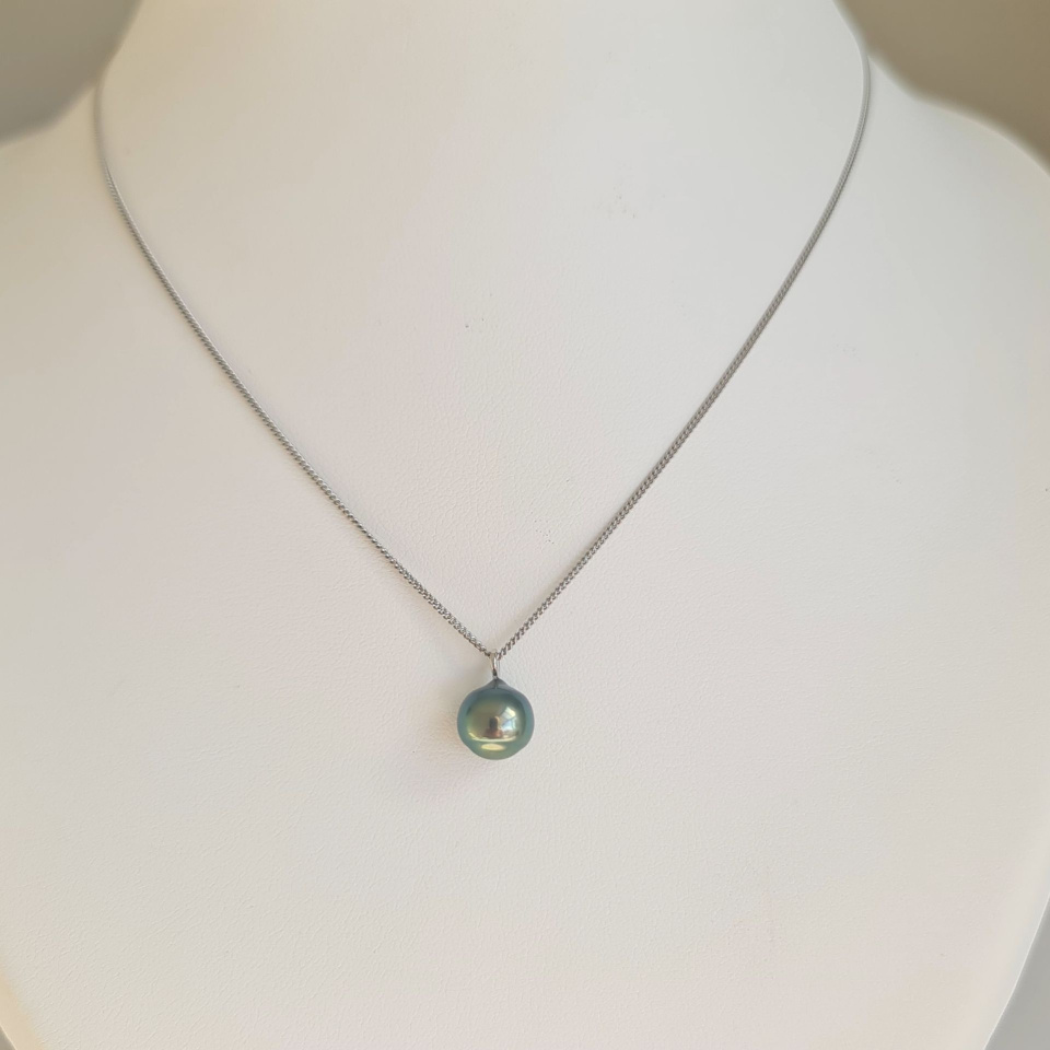 Tahiti - Collier Argent rhodié et Perle de Tahiti d'exception