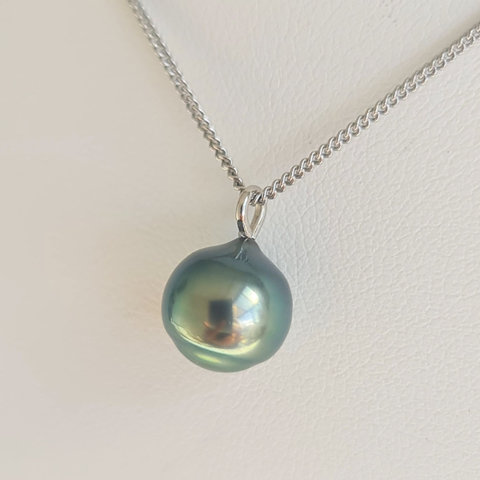 Tahiti - Collier Argent rhodié et Perle de Tahiti d'exception