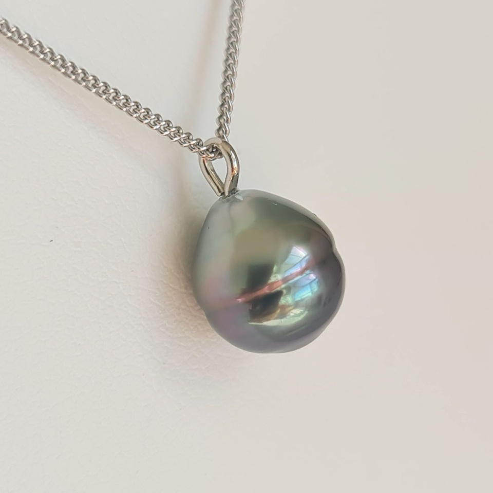 Tahiti - Collier Argent rhodié et Perle de Tahiti d'exception