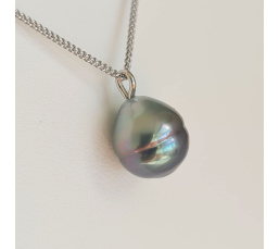 Tahiti - Collier Argent rhodié et Perle de Tahiti d'exception