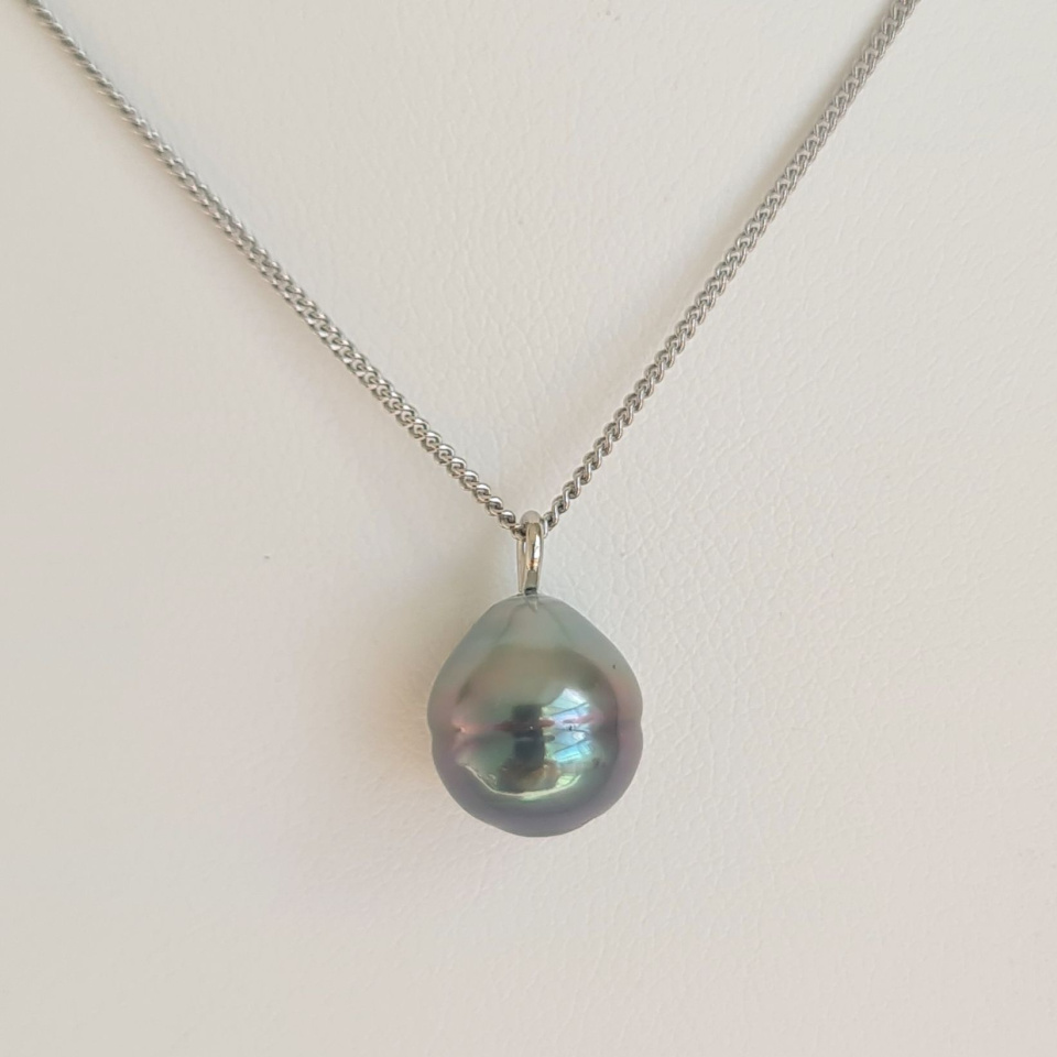 Tahiti - Collier Argent rhodié et Perle de Tahiti d'exception