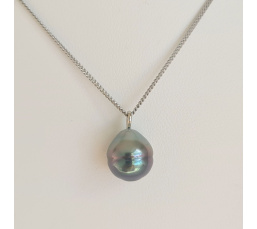 Tahiti - Collier Argent rhodié et Perle de Tahiti d'exception