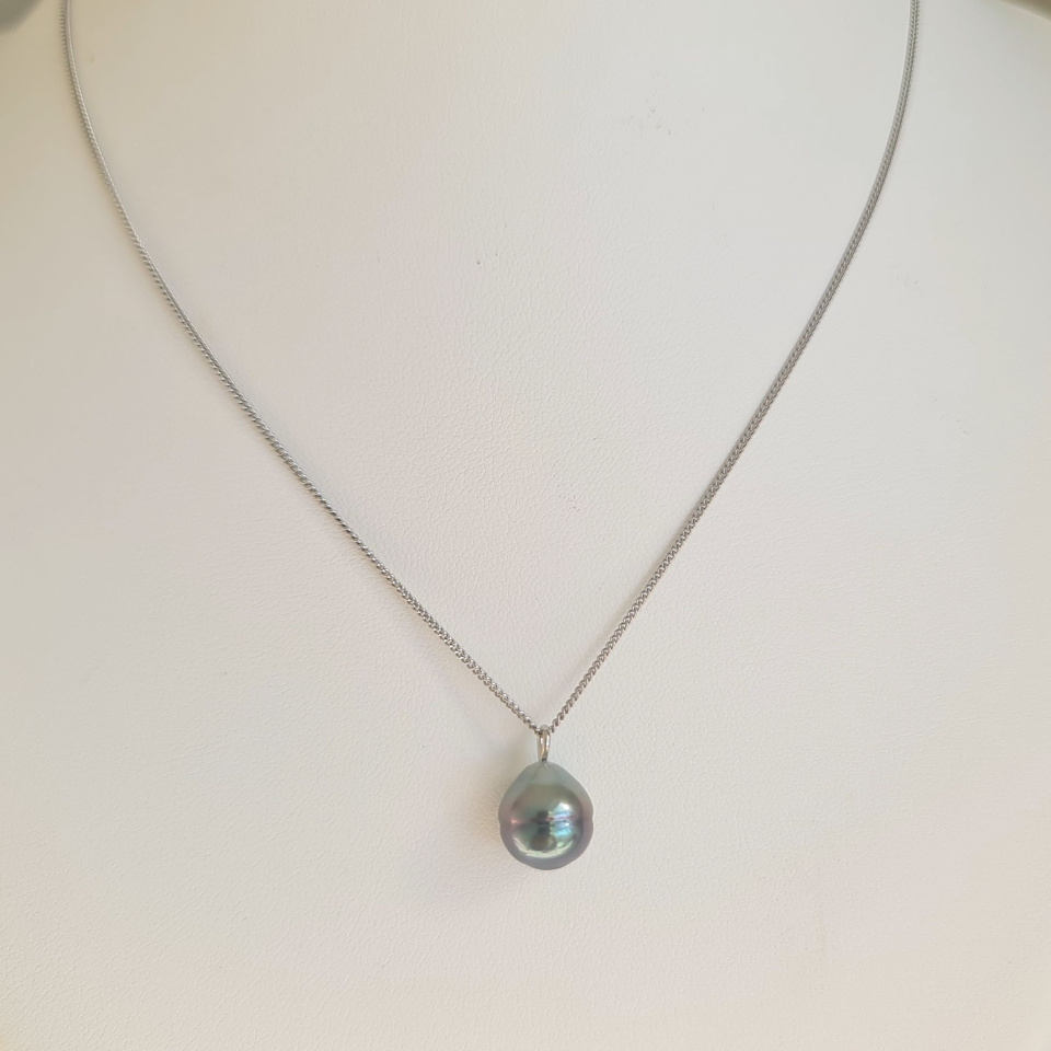 Tahiti - Collier Argent rhodié et Perle de Tahiti d'exception