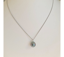 Tahiti - Collier Argent rhodié et Perle de Tahiti d'exception