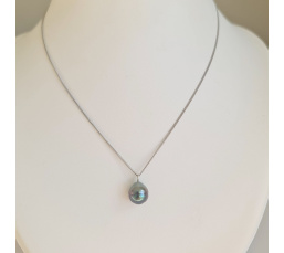 Tahiti - Collier Argent rhodié et Perle de Tahiti d'exception