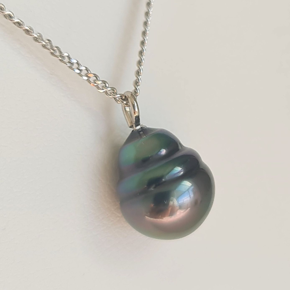 Tahiti - Collier Argent rhodié et Perle de Tahiti d'exception