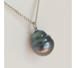 Tahiti - Collier Argent rhodié et Perle de Tahiti d'exception