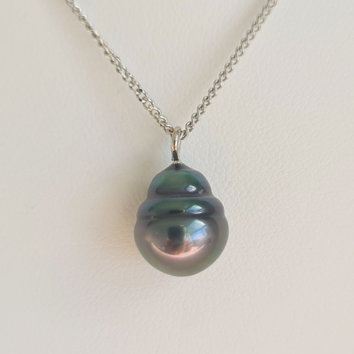 Tahiti - Collier Argent rhodié et Perle de Tahiti d'exception