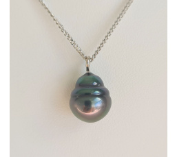Tahiti - Collier Argent rhodié et Perle de Tahiti d'exception