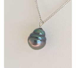 Tahiti - Collier Argent rhodié et Perle de Tahiti d'exception