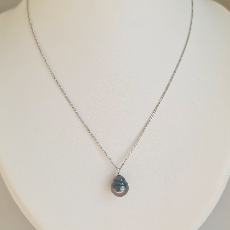 Tahiti - Collier Argent rhodié et Perle de Tahiti d'exception