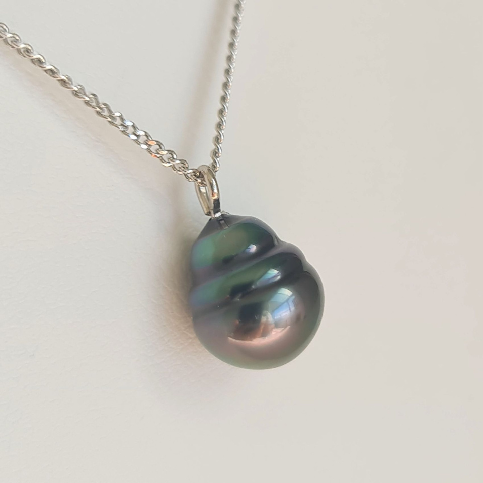 Tahiti - Collier Argent rhodié et Perle de Tahiti d'exception