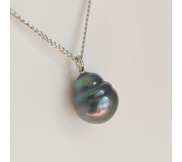 Tahiti - Collier Argent rhodié et Perle de Tahiti d'exception