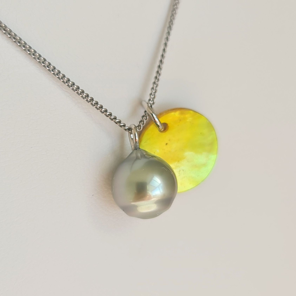 Tahiti - Collier Argent rhodié et Perle de Tahiti d'exception