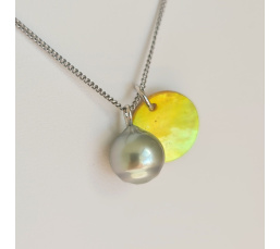 Tahiti - Collier Argent rhodié et Perle de Tahiti d'exception