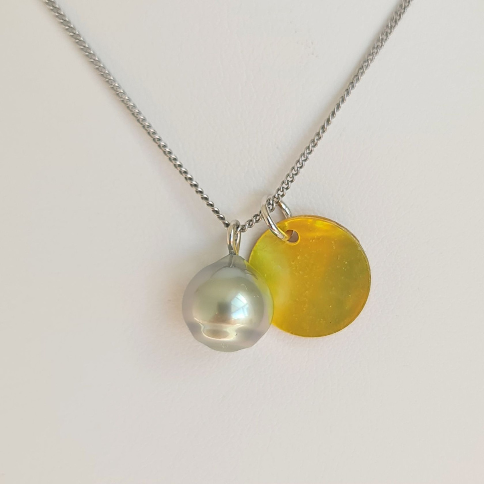 Tahiti - Collier Argent rhodié et Perle de Tahiti d'exception