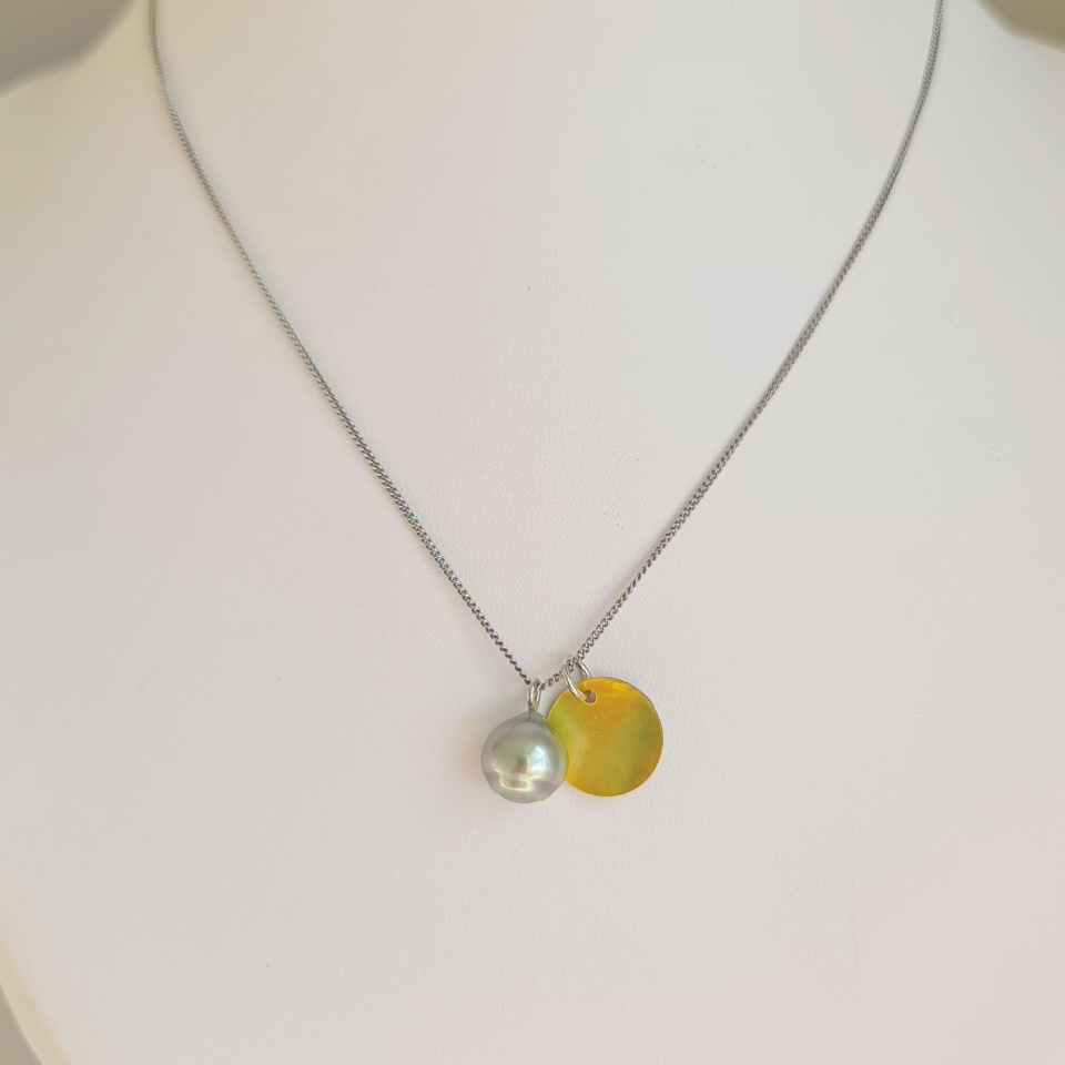 Tahiti - Collier Argent rhodié et Perle de Tahiti d'exception