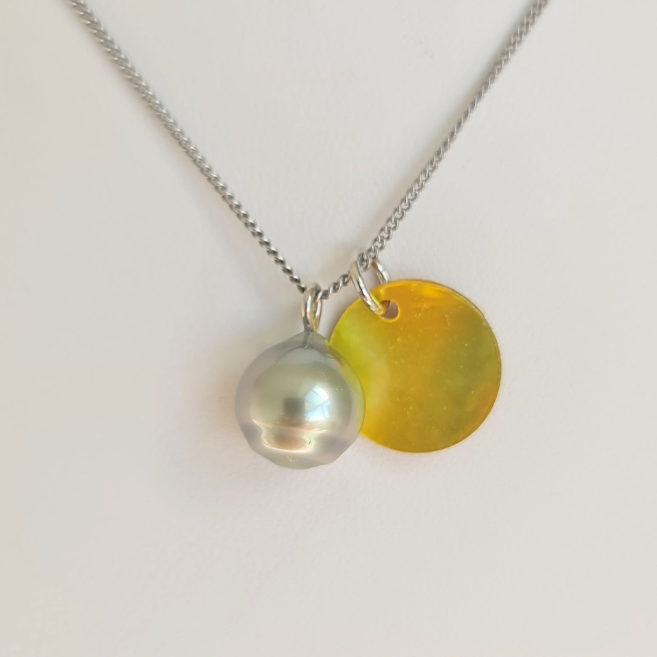 Tahiti - Collier Argent rhodié et Perle de Tahiti d'exception