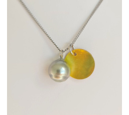 Tahiti - Collier Argent rhodié et Perle de Tahiti d'exception