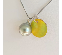 Tahiti - Collier Argent rhodié et Perle de Tahiti d'exception